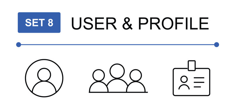 Set 8 User and Profile icons set thin line user avatar account profile picture edit user add user group team symbol vector icon