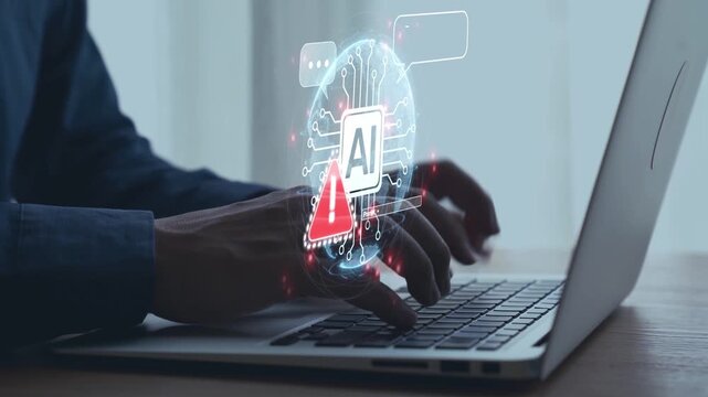 AI interface showing prompt error warning and system alert. AI prompt failure can lead to incorrect output or hallucination. Managing AI prompt error is crucial in safe AI deployment. Elide