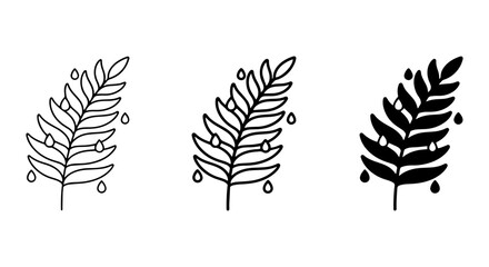 Obraz premium Hand-Drawn Botanical Branch Icons, Minimalist Leaf Vector Set, Organic Nature Elements, Simple Black and White Graphics