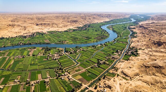 Egypt Minya Nile Valley Scenic Bird View