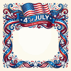 Obraz premium 4th of July Celebration Frame with American Flag and Stars