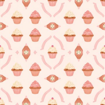 seamless pattern with cupcakes