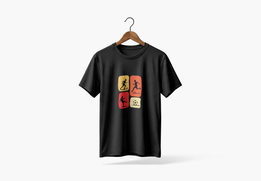 Minimal Oversize Drop Shoulder T Shirt Design with Football Ball Silhouette Illustration