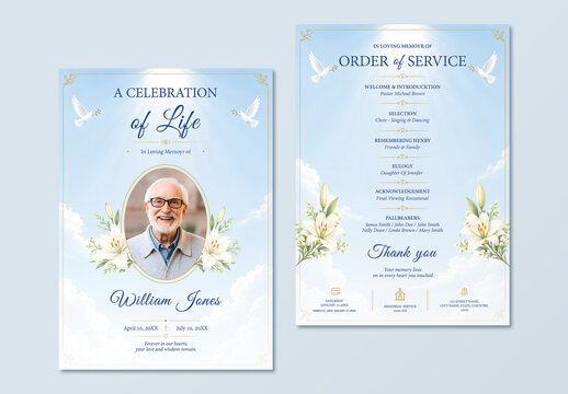 Funeral Program Memorial Event Flyer Design Layout