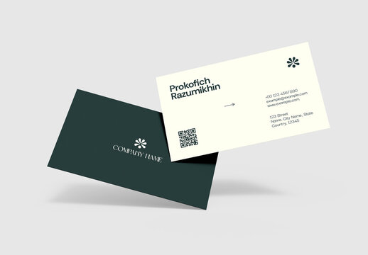 Luxury Minimal Business Card Template with Dark Green Accents