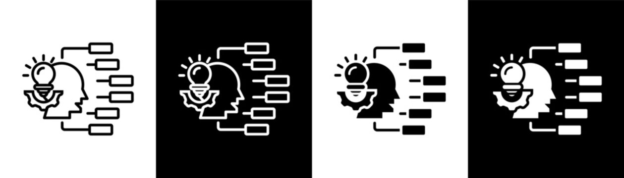 Skills white and black icon set design