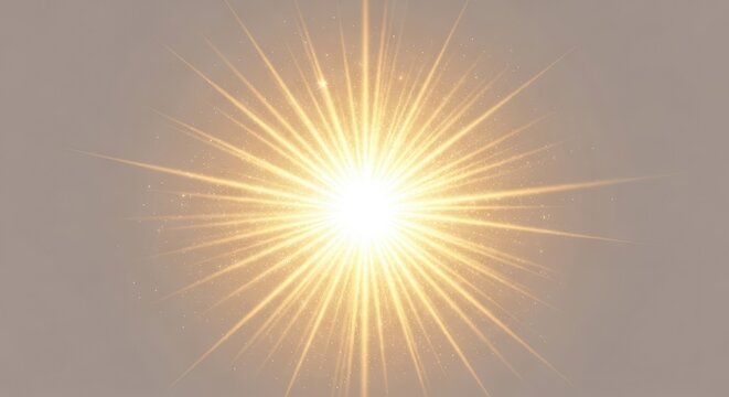 Radiant golden light rays erupt from a brilliant center, creating a glowing sunburst effect with shimmering sparkles and warm amber hues, yellow, bright, central
