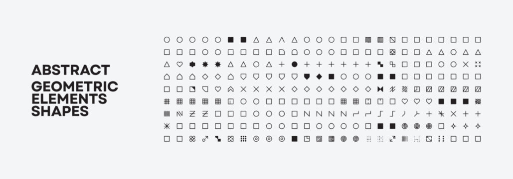 Comprehensive collection of abstract geometric shapes and design elements for creative work