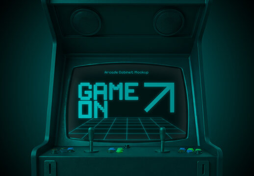 Retro Arcade Game Cabinet  Mockup