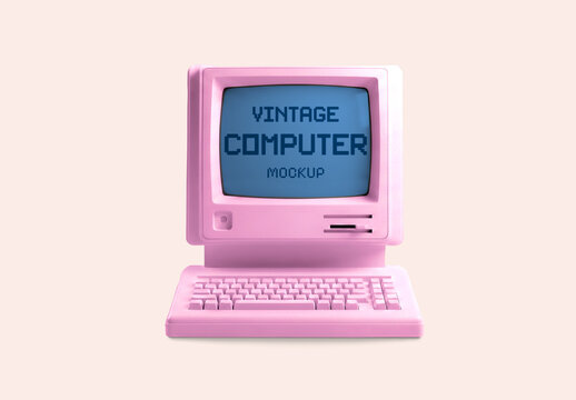 Vintage Computer CRT Monitor Screen Mockup