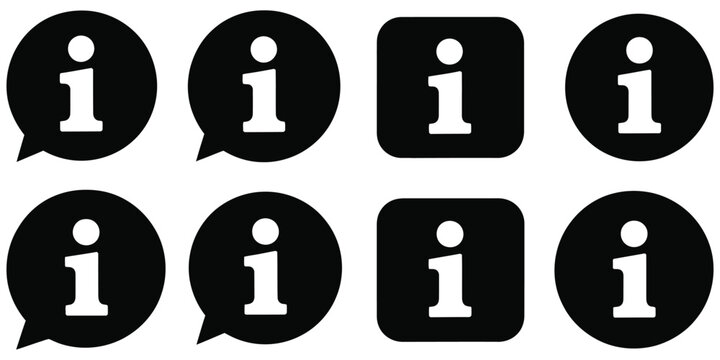 Information icon with info button and information symbol for digital interface, web applications, help center, and communication platforms, vector