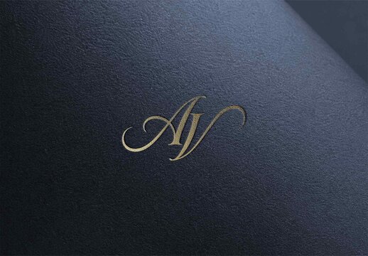 Gold Foil Calligraphy Monogram Logo Mockup