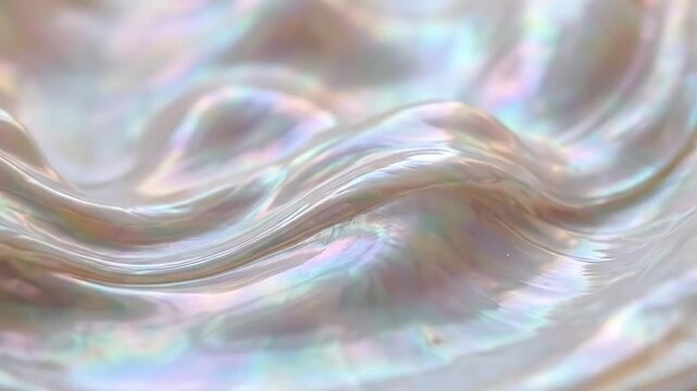 Close-up of iridescent pearl surface showcasing swirling patterns and luminous sheen