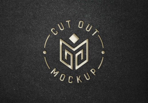 Cutout Logo Mockup on Dark Textured