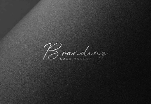 Signature Script Logo Mockup on Dark Textured Paper