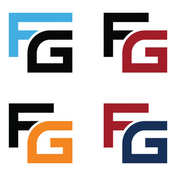 FG logo designs in different colors on white background icon