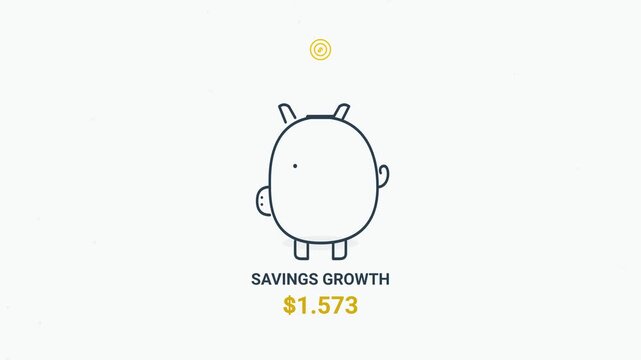 Digital Financial Progress Icon Featuring A Cute Animated Savings Growth Character