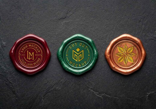 Realistic Wax Seal Stamp Logo Mockup