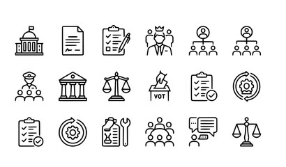 Minimal Governance Policy and Management Line Icon Pack Vector Illustration © Asraful