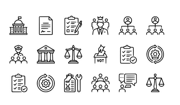 Minimal Governance Policy and Management Line Icon Pack Vector Illustration