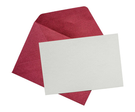 Greeting card inside red envelope isolated on transparent background. Suitable for invitation, Valentine&rsquo;s Day, anniversary and holiday greetings.