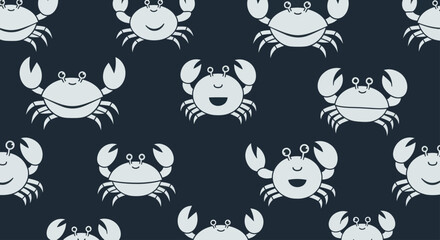Cute cartoon crab pattern seamless illustration.