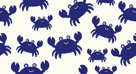 Cute blue crabs pattern seamless background illustration. © Niat