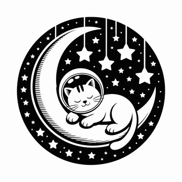 Cat Wearing Space Helmet Sleeping.