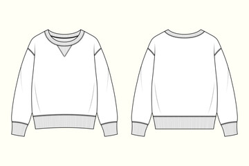 Unisex Crewneck Sweatshirt Technical Flat Sketch © MdAmirul