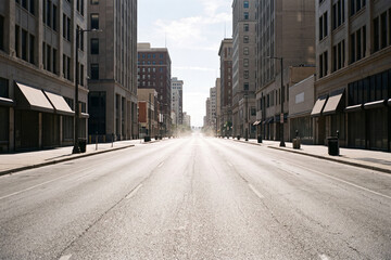 Fototapeta premium Extreme Heatwave Creates Shimmering Distortion on Empty Urban Street at Midday