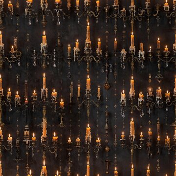 Seamless Tileable Pattern of Gothic Candelabras and Melting Candles
