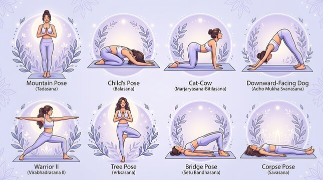 Essential yoga asana postures guide for wellness and meditation