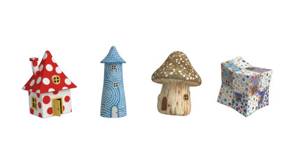 Set of Whimsical Miniature Fairy Tale Houses and Towers © Hip