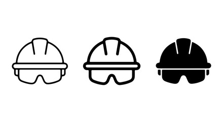 Fototapeta premium Construction Safety Hard Hat and Goggles Icons, Industrial Protective Gear Vector Set
