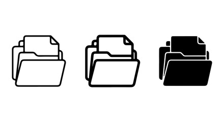 Fototapeta premium Folder Icons Set: Document Storage, Data Organization, Archive Files, Digital Records, Vector Graphics