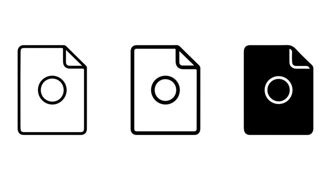Document Icons Set, Paper Page Symbols, Circle Notification Badges, Vector Graphics Collection