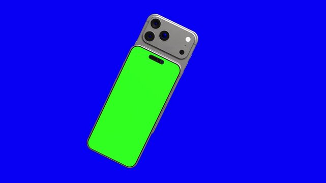 Floating Dual iphone 17 Green Screen Animation Video on Blue Background