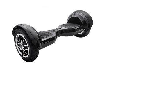 Self-balancing two-wheeled board or hoverboard scooter isolated on white background. Gyroboard: blue gyroboard on white background