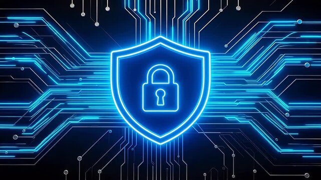 Digital security shield with circuit background
