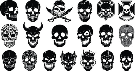 Skull and Crossbones Vector Silhouettes