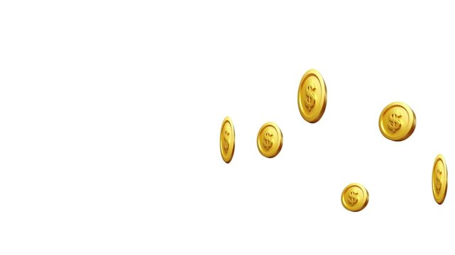 3D Gold Dollar Coins Rolling With 3D Flip Effect On White Background Concept Of Money Flow And Passive Income