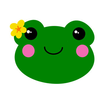 Cute Kawaii Frog Face Cartoon