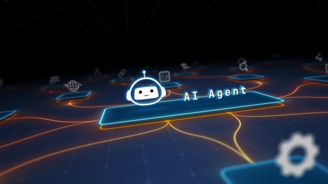 AI Agent Orchestrating Intelligent Workflow Automation Across Connected Business Applications Motion Graphics