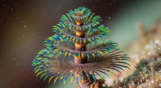Vibrant Christmas Tree Worm Displays Intricate Underwater Form