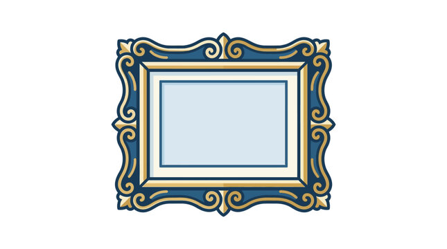 Elegant Vintage Picture Frame Icon On A White Background