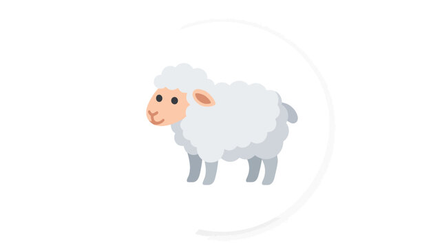 Cute Cartoon Sheep Icon On White Background