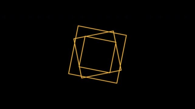 Triple Square Rotating Line Frame Border, Seamless Loop, Gold Alpha 4K