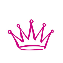 Pink Crown Doodle Vector - Cute Princess Tiara Outline Clipart PNG © InnoTech Images