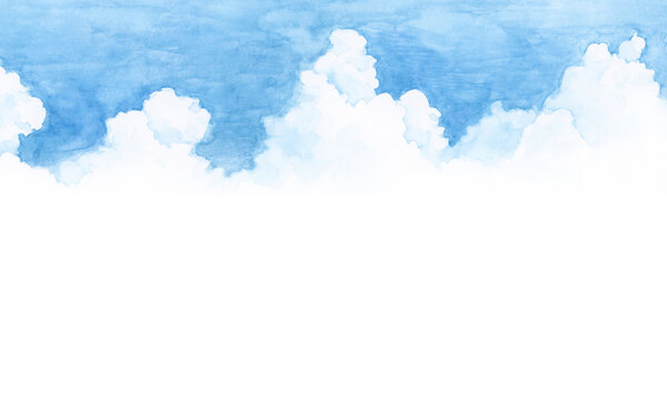 夏の入道雲　背景　水彩 イラスト