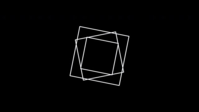 Triple Square Rotating Line Frame Border, White Seamless Loop Alpha 4K